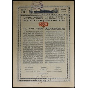 Kraków, 4% pożyczka 1909, obligacja 5.000 koron