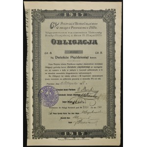Piotrków Trybunalski, 6% pożyczka 1917, obligacja 250 koron