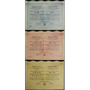 Warszawa, V-ta 4,5% pożyczka konwersyjna m. st. Warszawy 1926, obligacje - zestaw 3 szt.