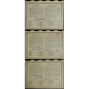 Warszawa, V-ta 4,5% pożyczka konwersyjna m. st. Warszawy 1926, obligacje - zestaw 3 szt.