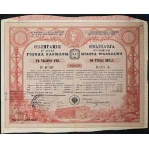 Warszawa, 4,5% VI pożyczka miasta Warszawy 1899, obligacja 1.000 rubli