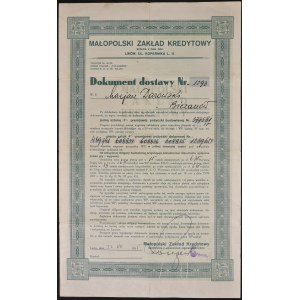 Małopolski Zakład Kredytowy - dokument dostawy 3% Premiowej Pożyczki Budowlanej