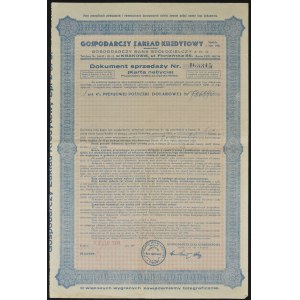 Gospodarczy Zakład Kredytowy w Krakowie - dokument sprzedaży 4% Premiowej Pożyczki Dolarowej