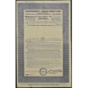 Gospodarczy Zakład Kredytowy w Krakowie - dokument sprzedaży 4% Premiowej Pożyczki Dolarowej (inna wersja)