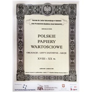 Polskie Papiery Wartościowe: obligacje - listy zastawne - akcje XVIII-XX w. - plakat