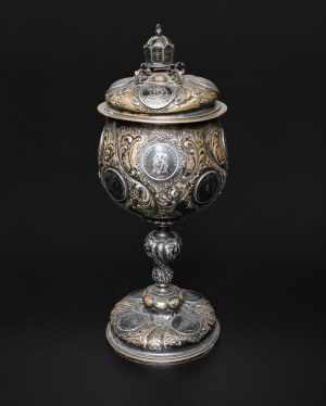 Silver goblet inlaid with coins