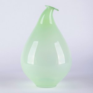 Tarnowiec Glassworks, Skewed vase, light green, early 21st century.