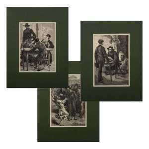 Elwiro Andriolli(1836-1893),Zestaw trzech drzeworytów z cyklu Meir Ezofowicz,1888