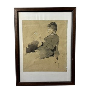 L. SERRA, Woman Reading - L. Serra 1886