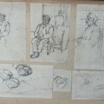 L. SERRA, Lot of 16 drawings on paper, featuring various subjects grouped on three sheets - L. Serra