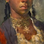 NIEZNANY PODPIS, portret młodej kobiety