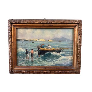 ANONIMO, Neapolitan seascape with figures