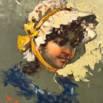 F. RISPOLI, Portrait of a young woman with a hat - F. Rispoli