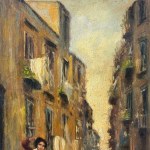 V. MIGLIARO, Neapolitan street scene with figures - V. Migliaro