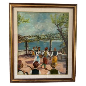 UNIDENTIFIED SIGNATURE, Terrace dance scene overlooking the gulf