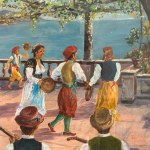UNIDENTIFIED SIGNATURE, Terrace dance scene overlooking the gulf