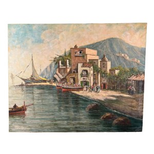 ANONIMO, Seascape with boats and figures