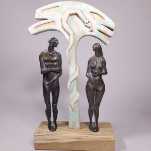 Robert Dyrcz, Wedding Anniversary (Bronze and wood, 37 cm high).