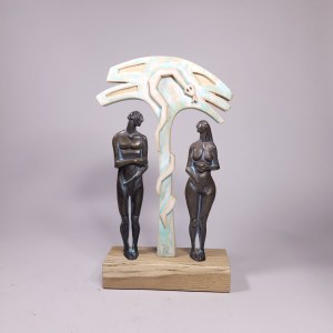 Robert Dyrcz, Wedding Anniversary (Bronze and wood, 37 cm high).