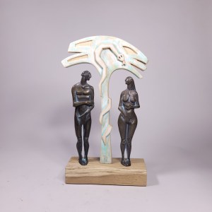 Robert Dyrcz, Rocznica ślubu (Brąz i drewno, wys. 37 cm)