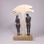 Robert Dyrcz, Wedding Anniversary (Bronze and wood, 37 cm high).