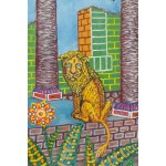 Jan Plaskocinski (1919 - 1993), Tiger and lion in a fantasy landscape, 1967