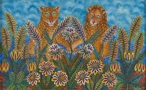 Jan Plaskocinski (1919 - 1993), A pair of lions, 1977