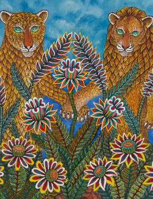 Jan Plaskocinski (1919 - 1993), A pair of lions, 1977
