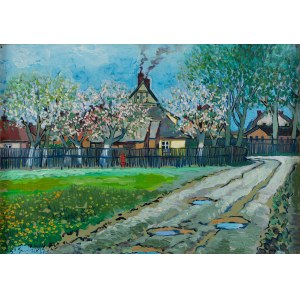Ewald Gawlik, Barbórka street to the north in old Giszowiec, 1987.
