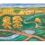 Zofia Schomberg-Szymberska (1884 Warszawa - 1943 Aix-les-Bains), Pejzaż polski, Wierzbiany, 1930-1940
