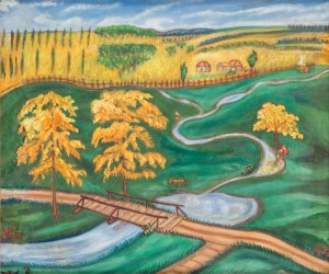 Zofia Schomberg-Szymberska (1884 Warszawa - 1943 Aix-les-Bains), Pejzaż polski, Wierzbiany, 1930-1940