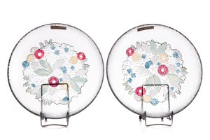 Set of two painted floral platters