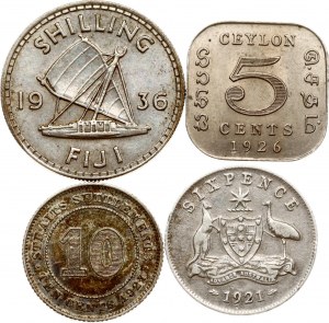Australia 6 Pence 1921 with Coins of Different Countries Lot of 4 coins
