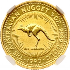 Australia 15 Dollari 1990 Canguro d'oro NGC MS 64