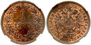 Austria 1 Kreuzer 1885 NGC MS 64 RB