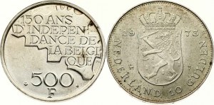 Belgien 500 Francs 1980 & Niederlande 10 Gulden 1973 Lot von 2 Münzen