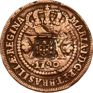 Brazil 40 Reis 1790 Countermarked 20 Reis