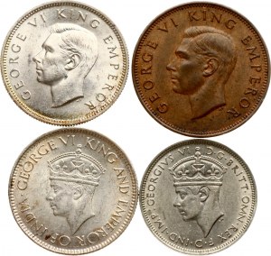 British West Africa 3 Pence 1939 KN with Coins of Different Countries Lot of 4 coins