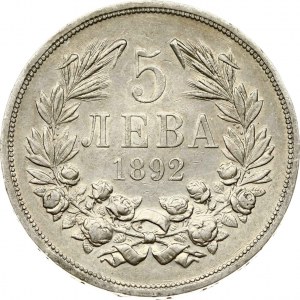 Bułgaria 5 Leva 1892 КБ