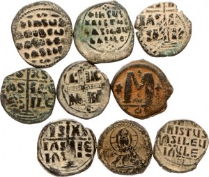 Cesarstwo Bizantyjskie Follis ND (969-1081) Zestaw 9 monet