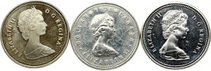 Kanadský dolar 1975-1986 Sada 3 mincí