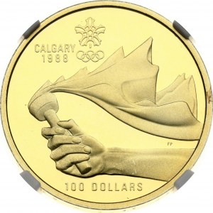 Canada 100 Dollars 1987 Jeux Olympiques de Calgary NGC PF 64 ULTRA CAMEO