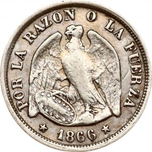 Cile 20 Centavos 1866 So