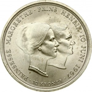 Dänemark 10 Kronen 1967 C-S Hochzeit von Prinzessin Margrethe