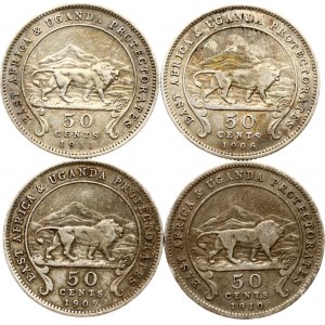 East Africa 50 Cents 1906-1911 Lot of 4 coins