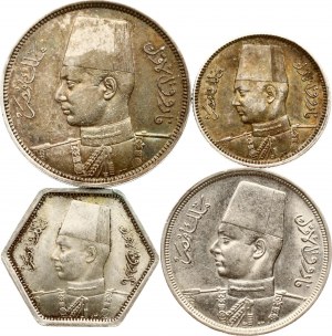 Ägypten 10 Milliemes - 5 Qirsh 1937-1944 ot von 4 Münzen