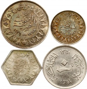 Egipt 10 milimów - 5 Qirsh 1937-1944 zestaw 4 monet