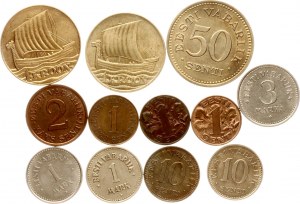 Estonia 1 Mark - 1 Kroon 1922-1990 Lot of 12 Coins