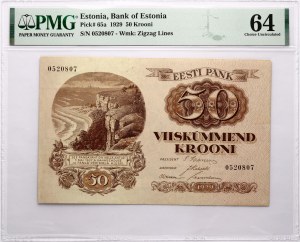 Estonsko 50 krooni 1929 PMG 64 Výběr bez obtisku EPQ