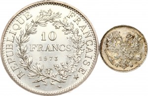 France 10 Francs 1973 & Finland 25 Pennia 1917 S Lot of 2 coins